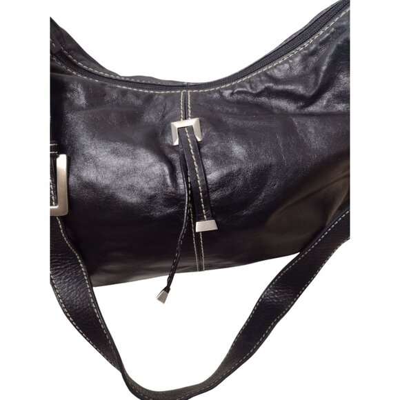 Vtg Etienne Aigner Soft Leather Crossbody Shoulder Bag Purse Black Logo Biker - Picture 2 of 8